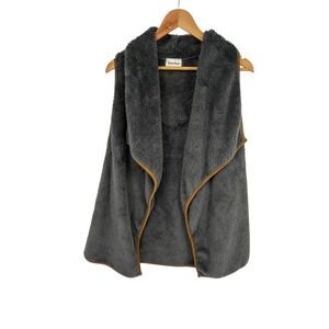 Style Rack Women One Size Charcoal Grey Fuzzy Fleece Vest Fringe Detail